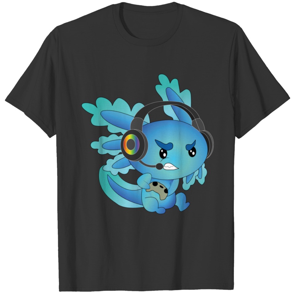 Funny Gamesolotl Gamer Axolotl gamer boy playing v T-shirt