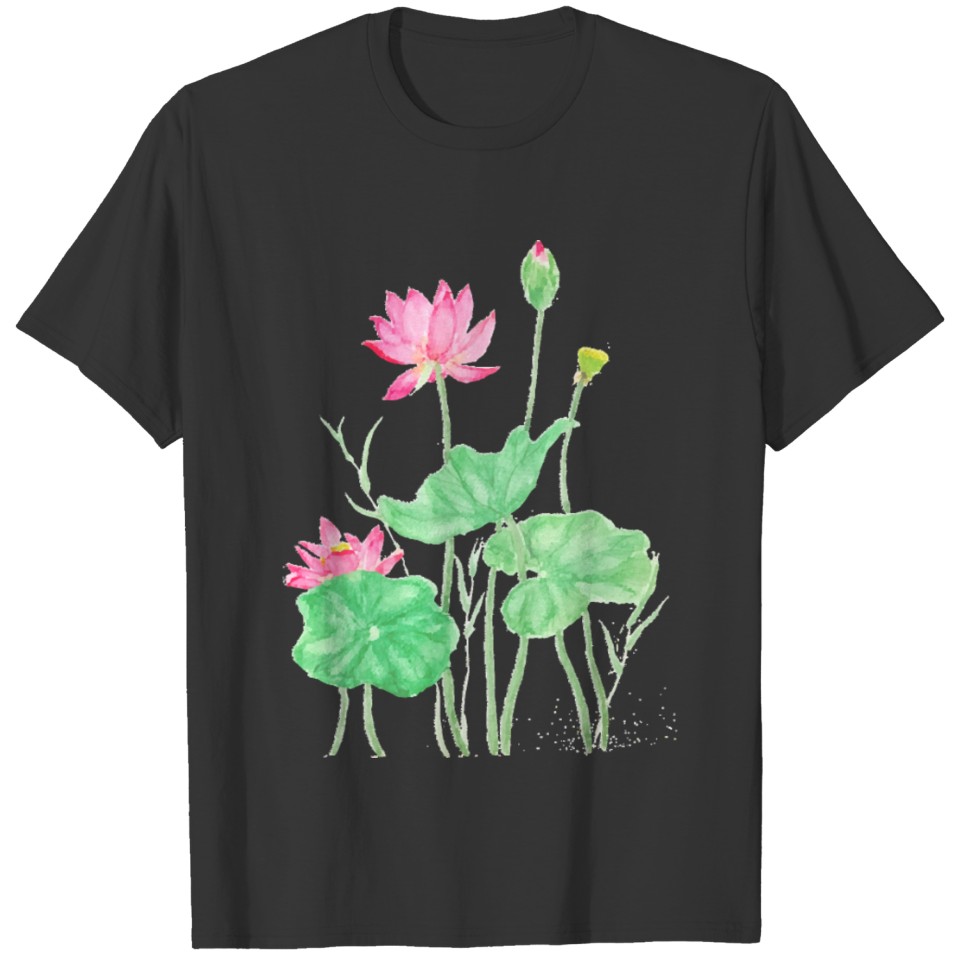 Pink Lotus Flowers Watercolor T Shirts