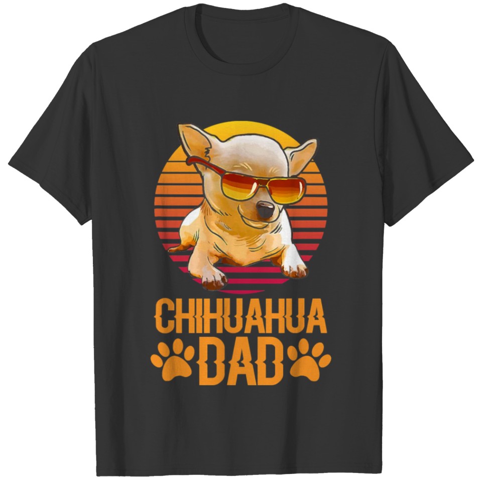 Vintage Chihuahua Dad Wear Sunglasses Dog Lover T Shirts