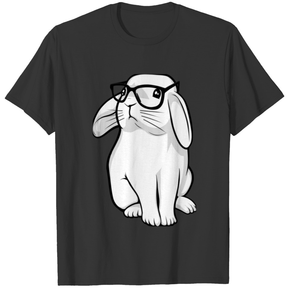 Funny Rabbit Hipster Bunny Geek Nerd Women Girls T-shirt