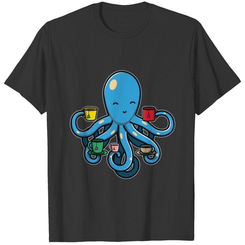 Cute Kawaii Octopus Drinking Tea Octopus Tea print T-shirt
