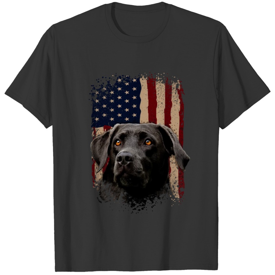 American Black Labrador USA Flag Lab Owner T-shirt