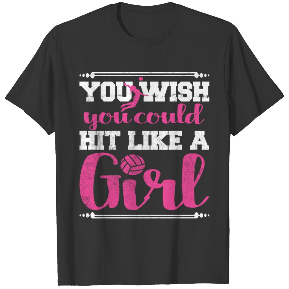 Volleyball Hit Like A Girl Funny T-shirt
