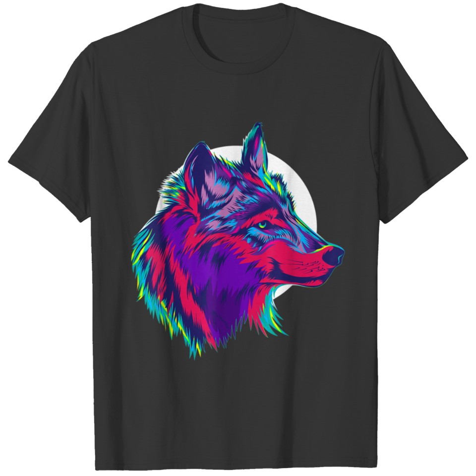 Cute Wolf In Purple Northern Light Colors T Shirts Gi