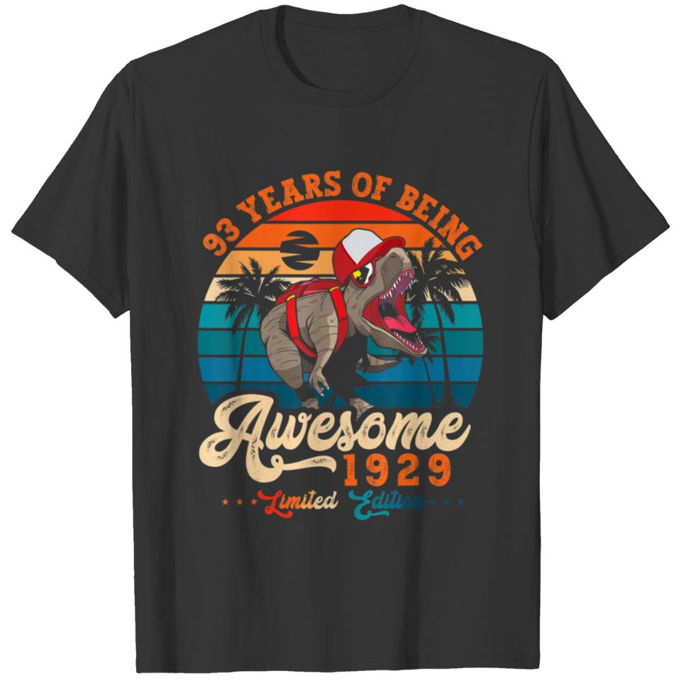 Awesome Since 1929 Gift Men 93th Birthday Dino 93 T Shirts