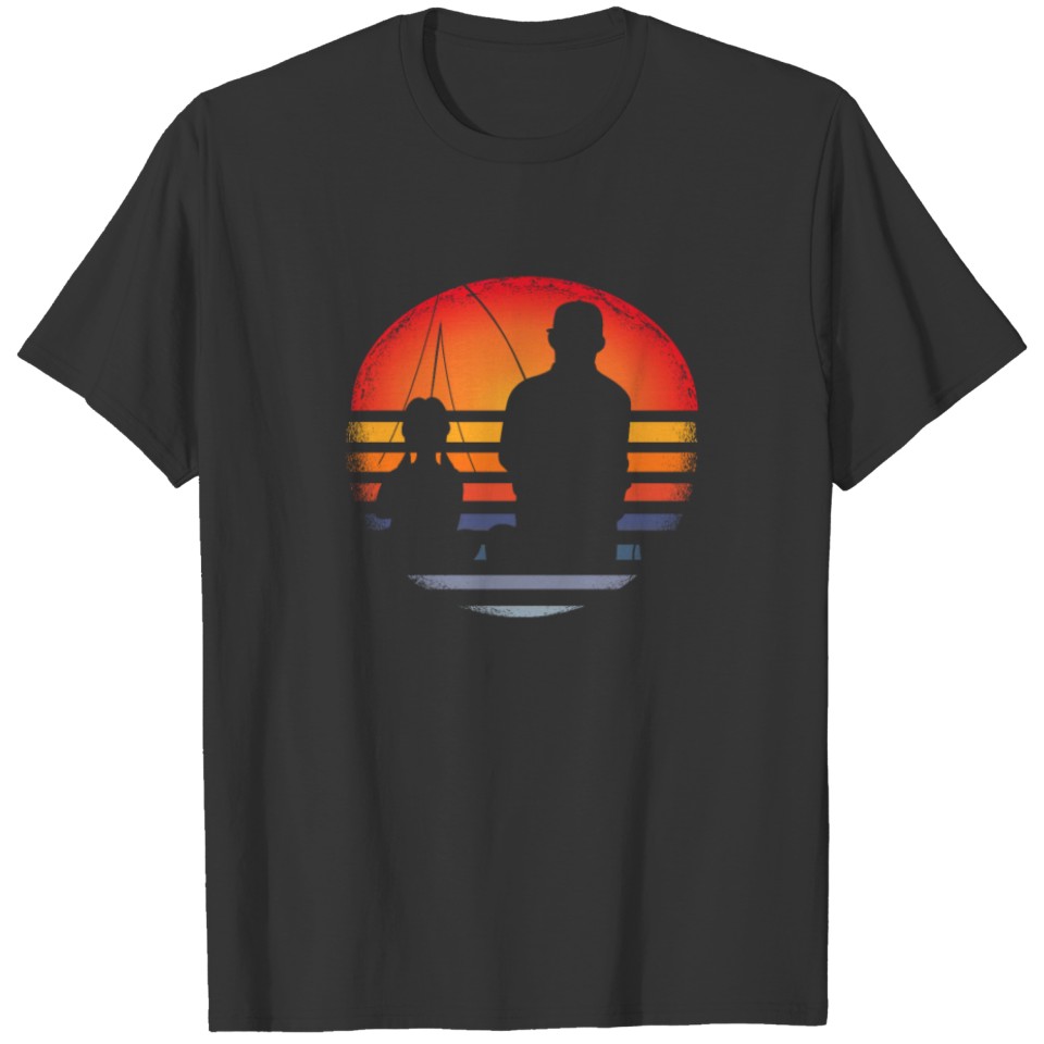 Father Daughter Sunset Silhouette Fishing T-shirt