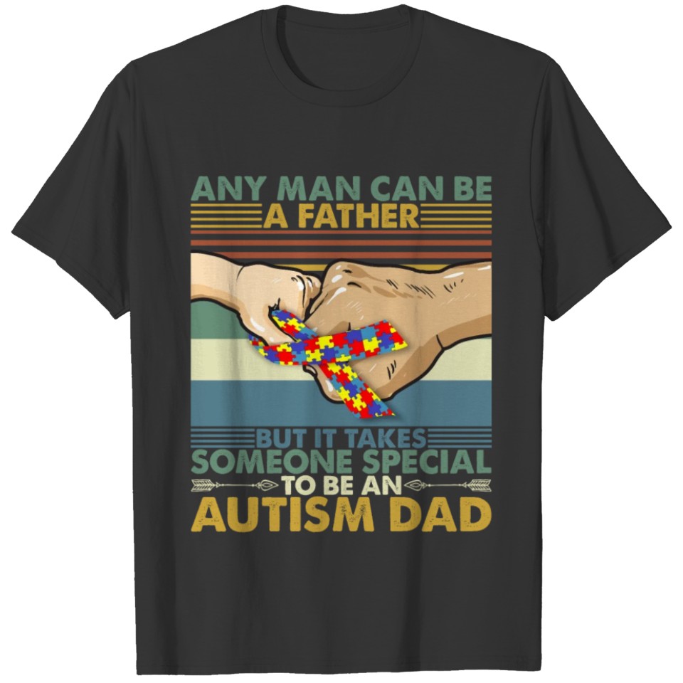 Special Autism Dad Vintage Autism Puzzle Ribbon T-shirt