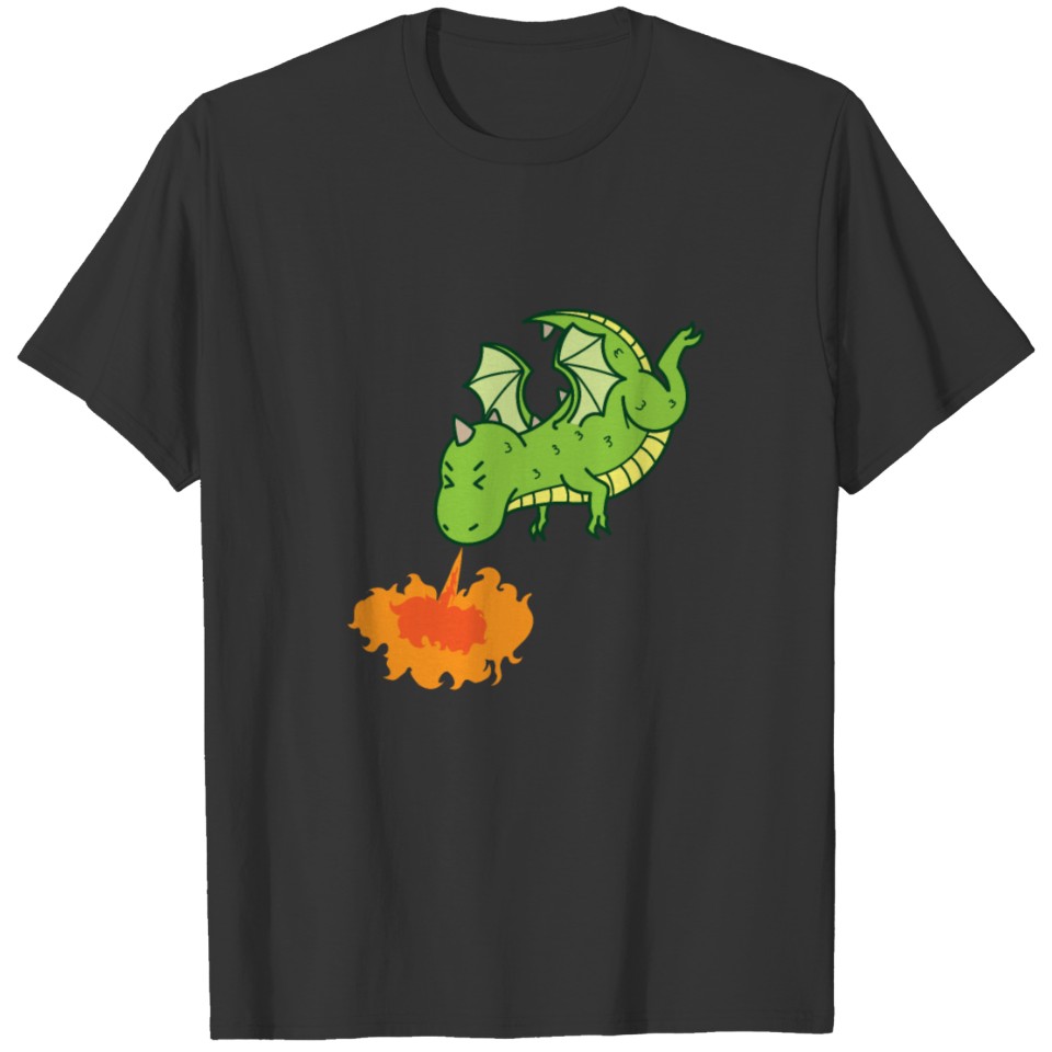 Dragon spits Fire Fable Creature Fairy Tale T-shirt