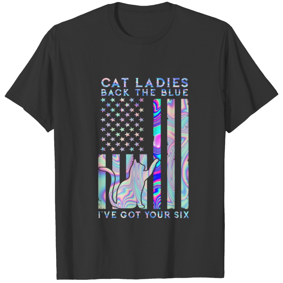 Cat Black Cat Ladies Back The Blue Flag T Shirts
