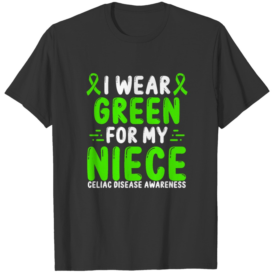 Celiac DIsease Awareness Niece Green Ribbon T Shirts