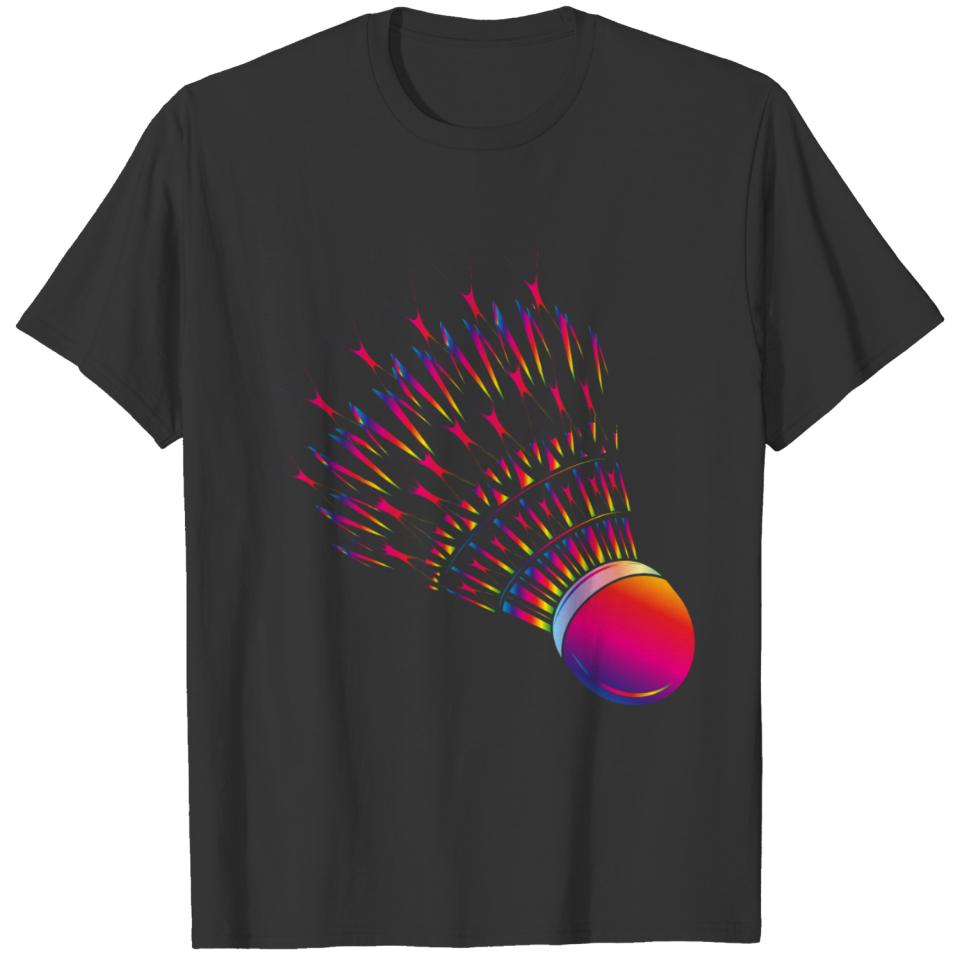 colorful badminton shuttlecock drawing T-shirt