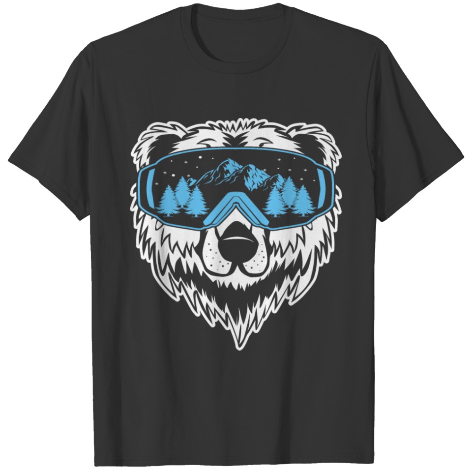 Funny Ski Jumping Winter Sports Bear Sunglass T-shirt