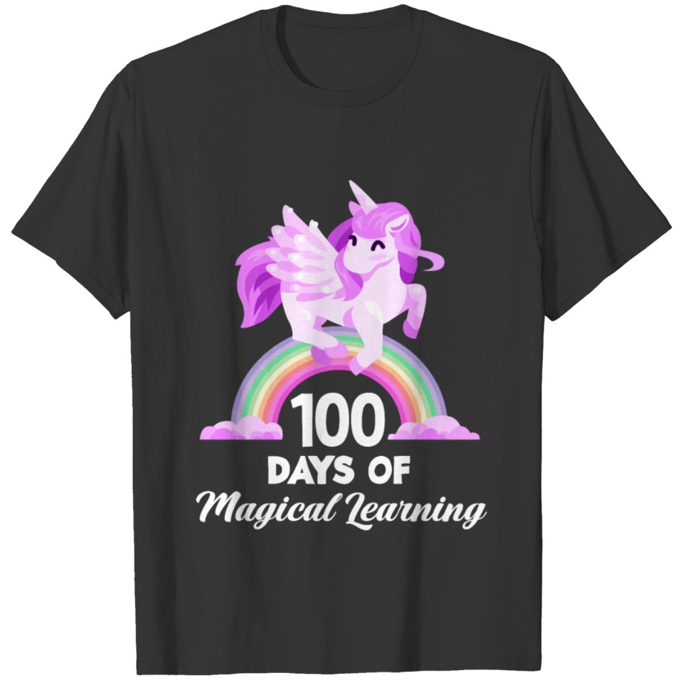 100th Day School 100 Magical Days Learning Unicorn T-shirt