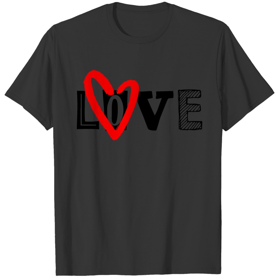 Love and red heart T-shirt