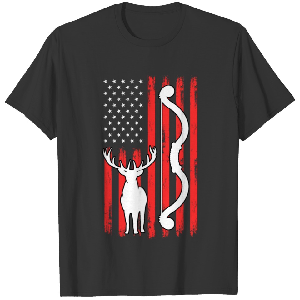 Patriotic Deer Hunting For Bowhunting Bow Hunter T-shirt