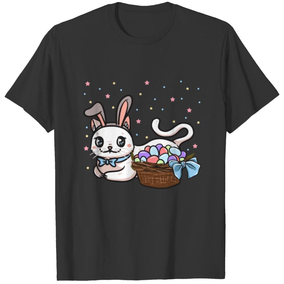 Easter cat with eggs design T-shirt