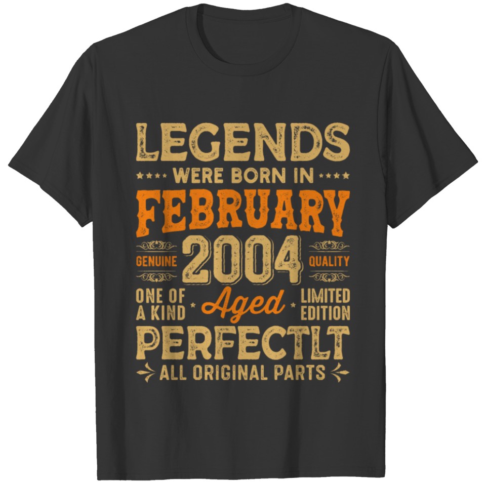 Legends Were Born in February 2004, Birthday Gift T-shirt