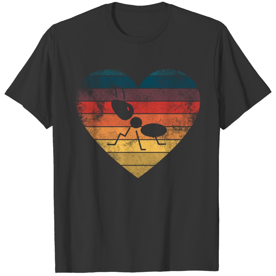 Funny Ant Heart Retro Vintage Cool For Ant Lover T-shirt
