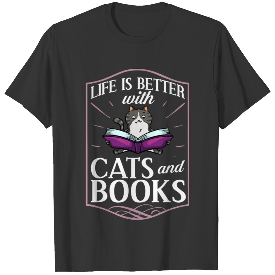Cat Read Book Reader Reading Librarian T-shirt