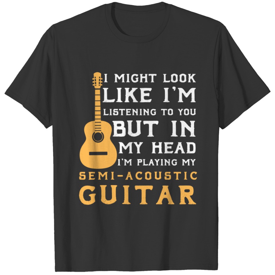 semi-acoustic guitar, hollow-body electric guitar T-shirt
