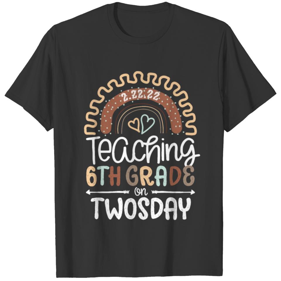 Teaching 6th Grade on Twosday Organic Rainbow T-shirt