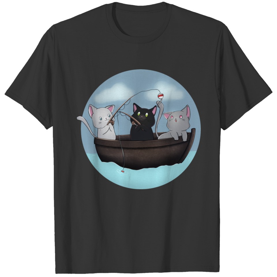 cats fishing T-shirt