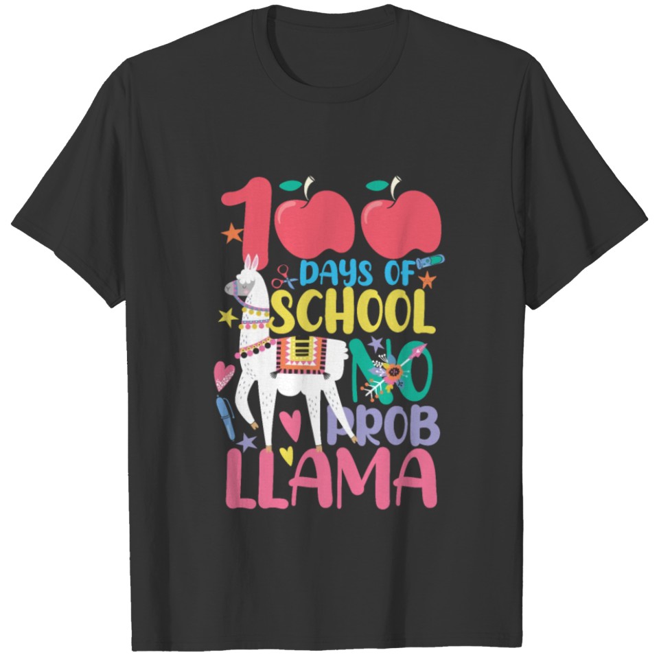100 Days of School No Problama Llama 100th day T-shirt