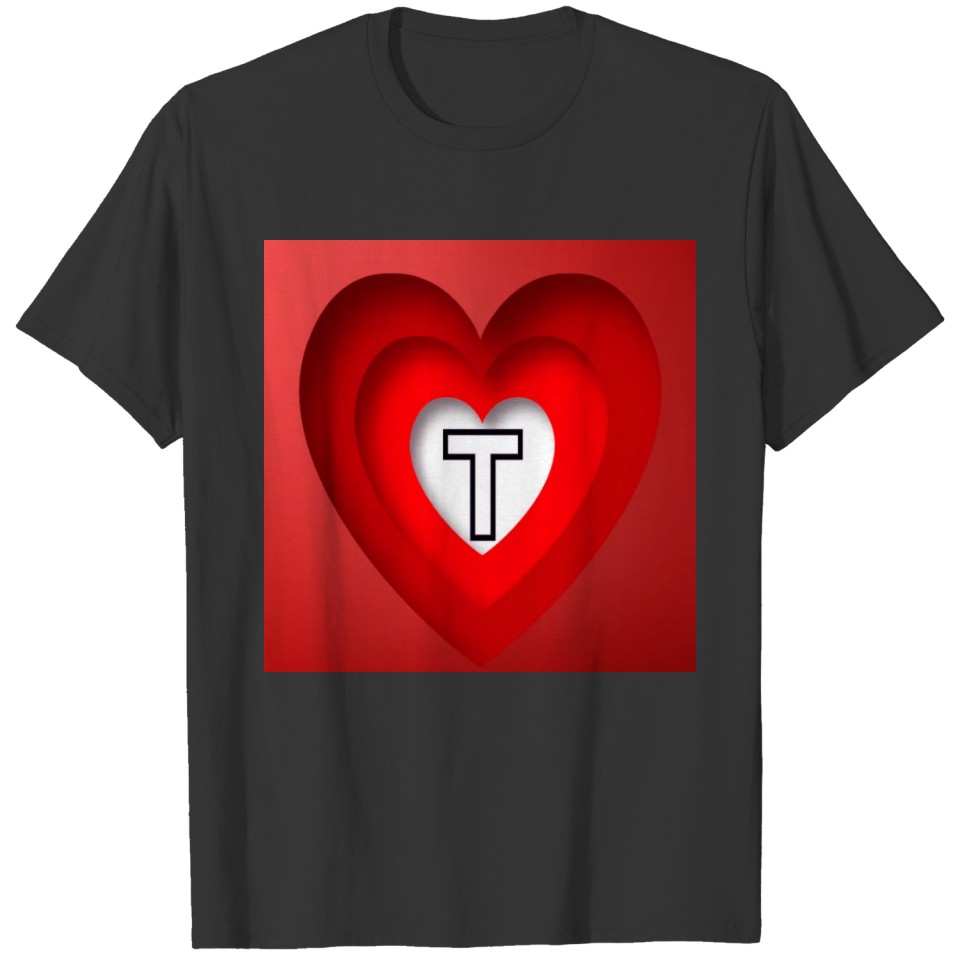 Red heart with T T-shirt