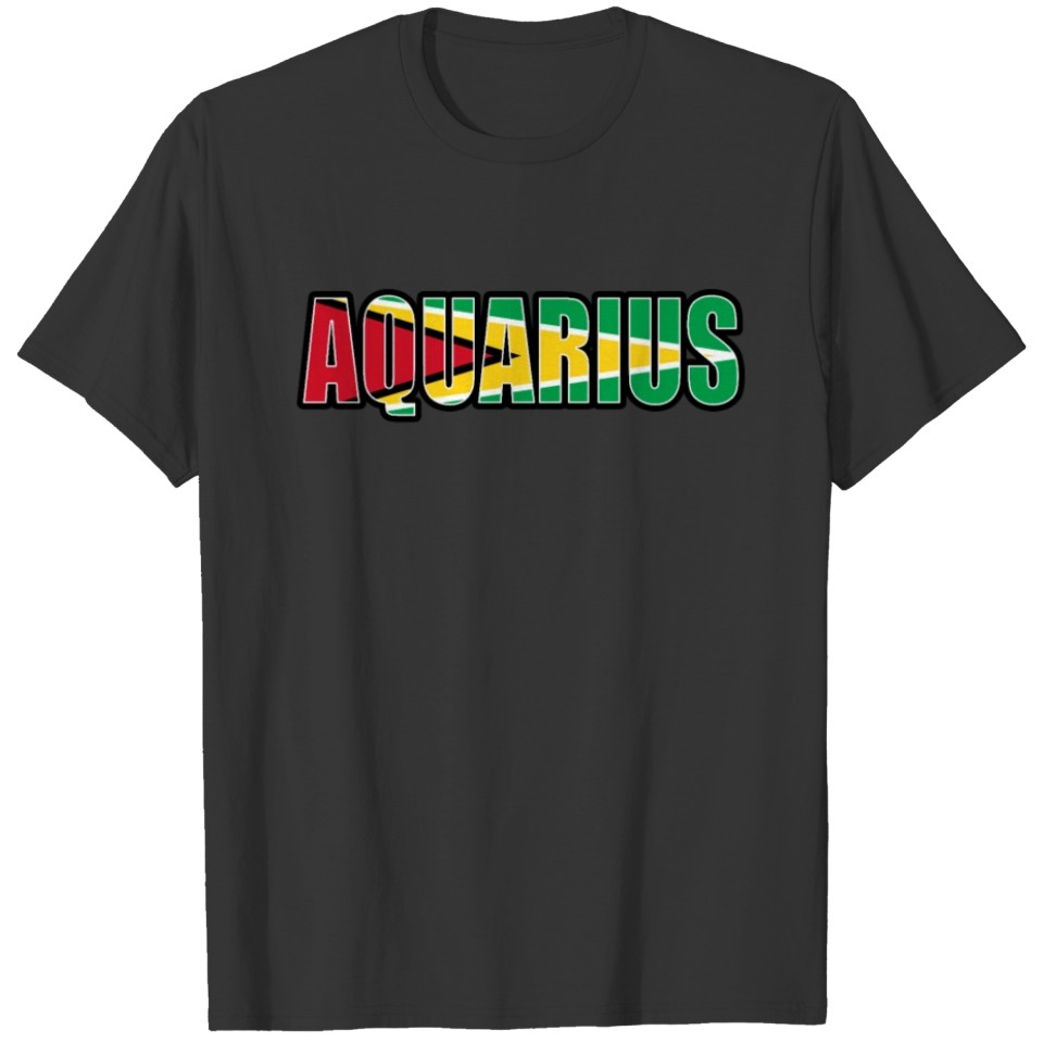 Aquarius Guyanese Horoscope Heritage DNA Flag T-shirt