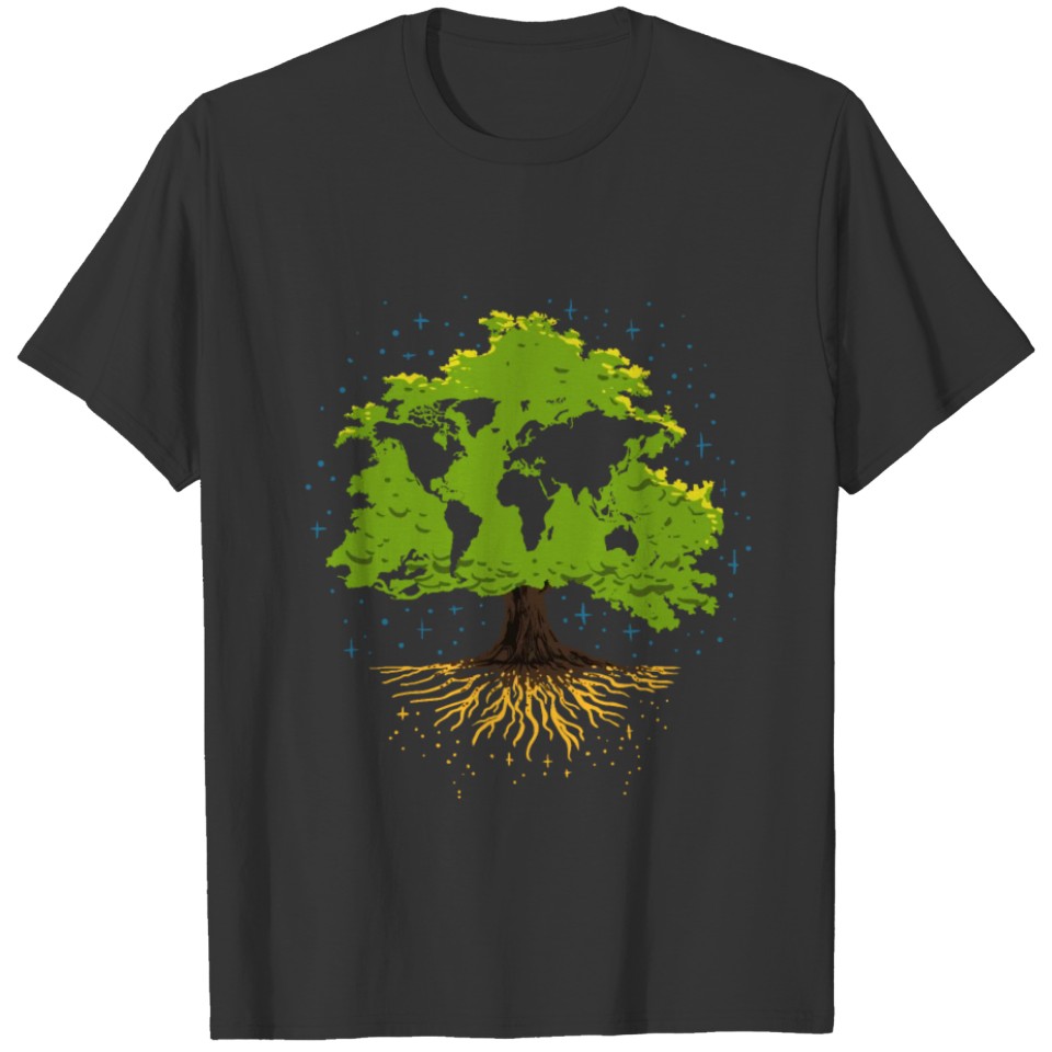 Tree World Map Nature Lover Arborist Gardener T-shirt