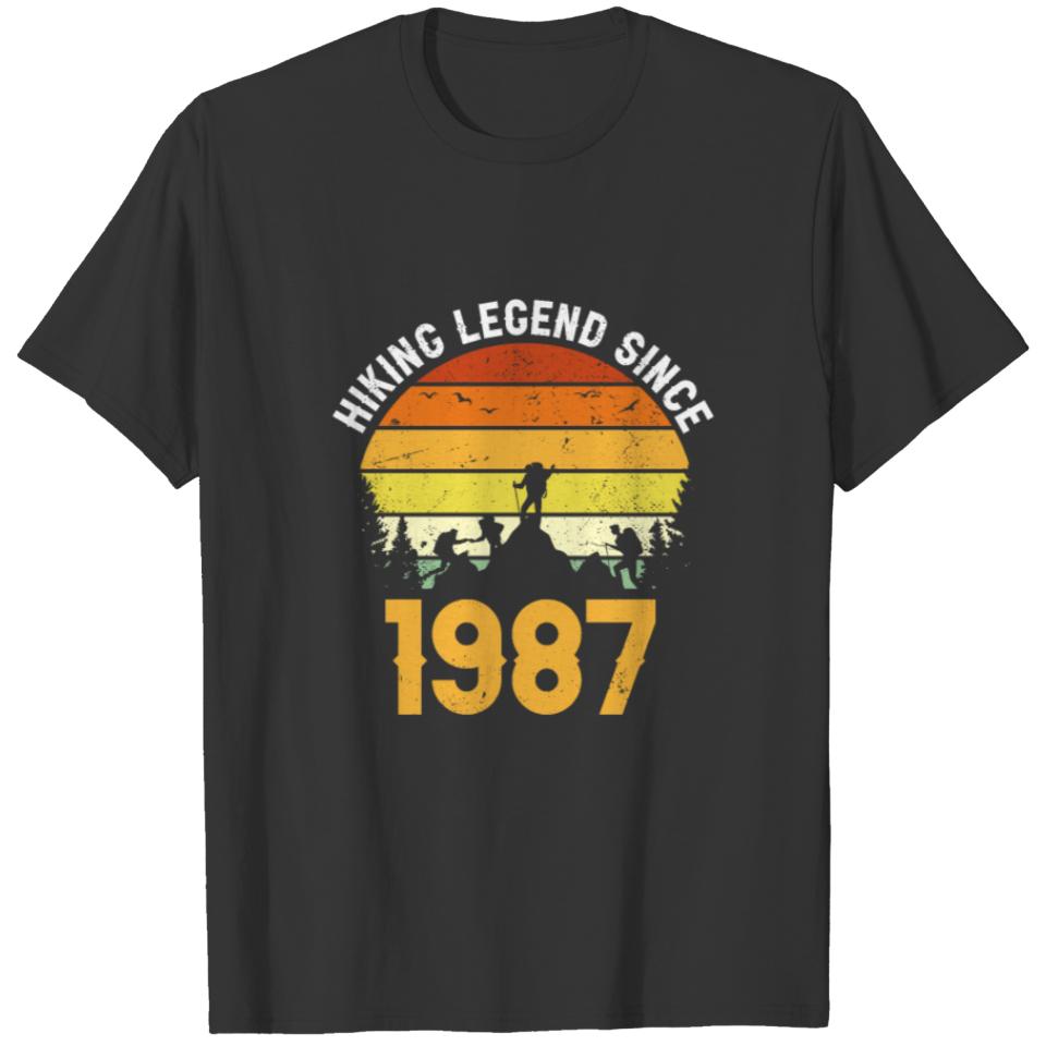 Birthday Gifts For Hikers Hiking Legend Since 1987 T-shirt