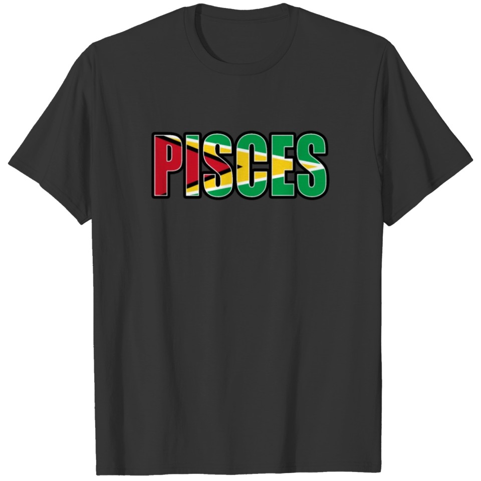 Pisces Guyanese Horoscope Heritage DNA Flag T-shirt