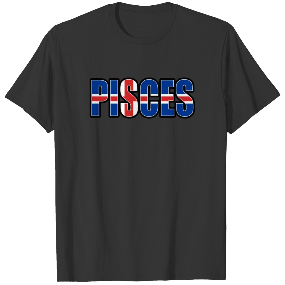 Pisces Icelandic Horoscope Heritage DNA Flag T-shirt