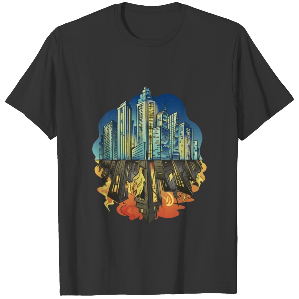 City-Reflection downtown area funny design T-shirt