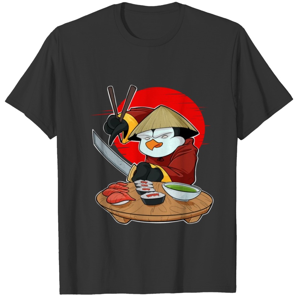 Samurai Sushi Penguin Japanese Food I Maki Lover T-shirt
