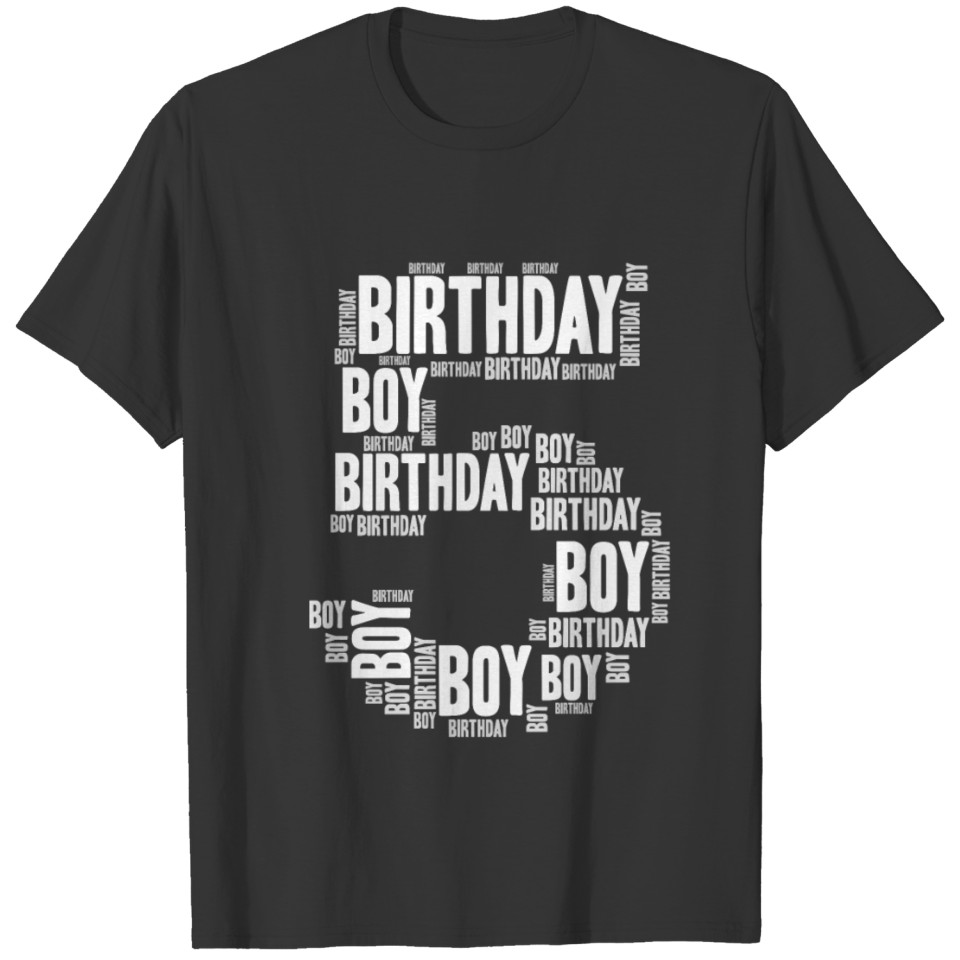 Birthday Boy 5 Year Old Word Cloud T-shirt
