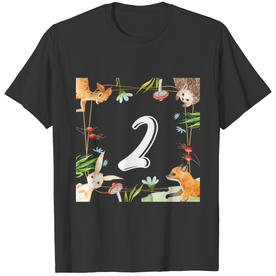 Children's Birthday 2 Years Girl Boys Animals T-shirt