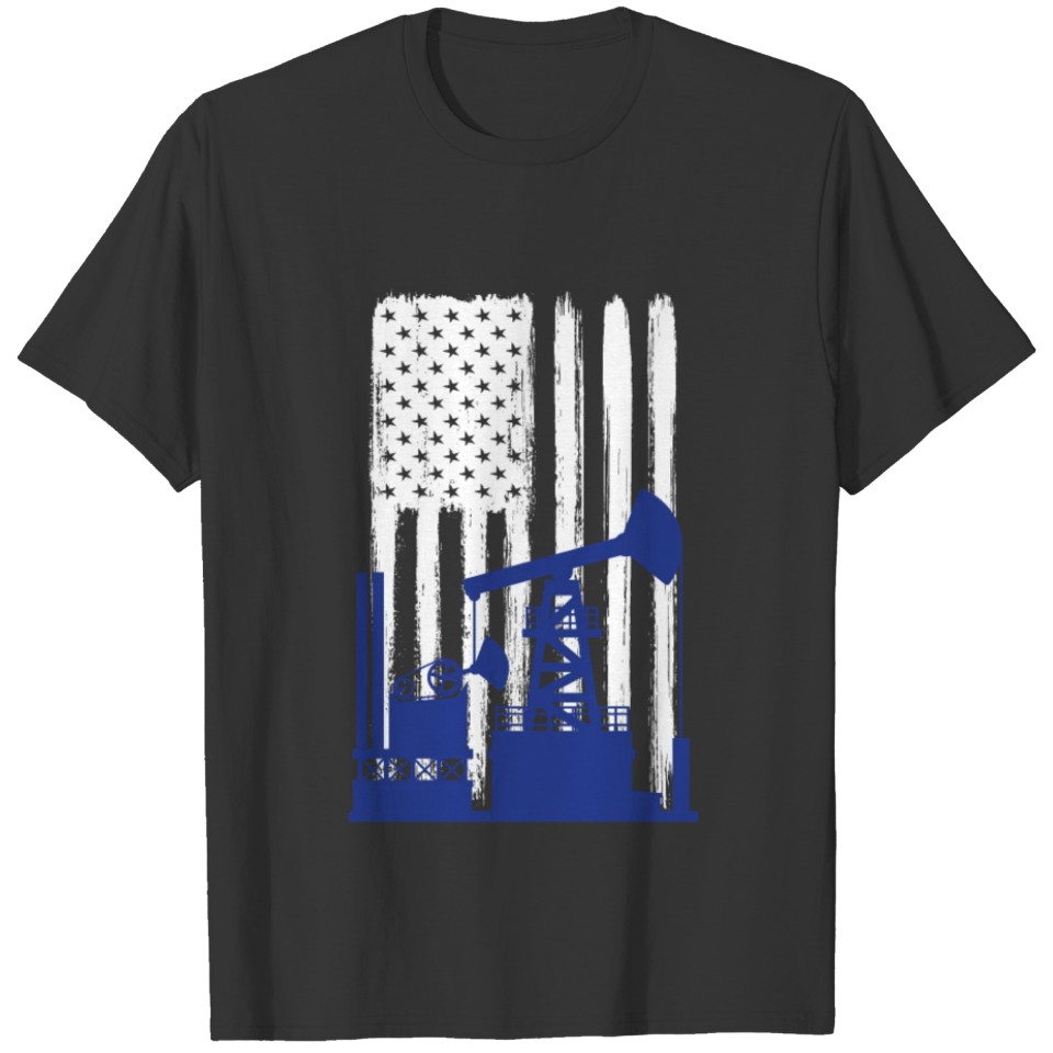 Patriotic US Flag Oilman Oilfield Worker T-shirt