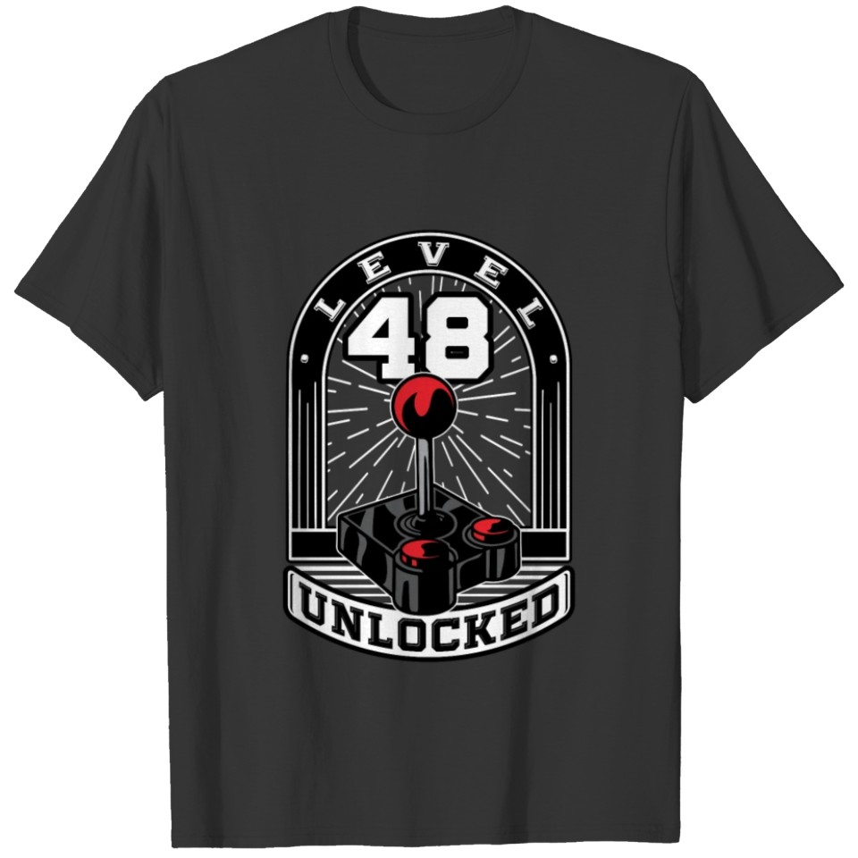 Level 48 Unlocked Gaming & 48th Birthday Gift T-shirt