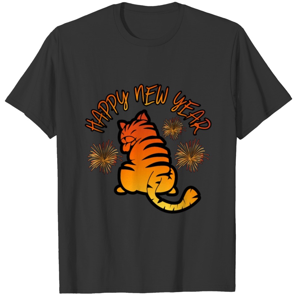 Happy New Year Funny Naughty Cat T-shirt