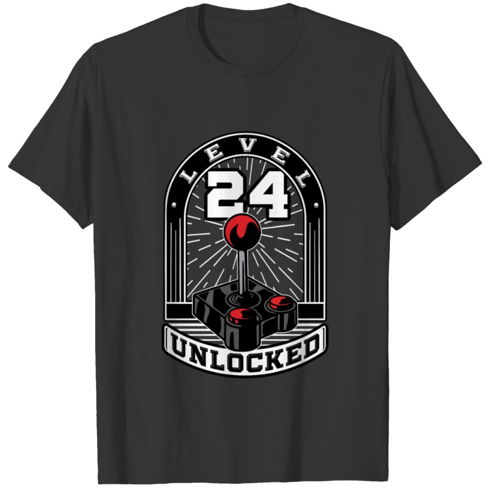 Level 24 Unlocked Gaming & 24th Birthday Gift T-shirt
