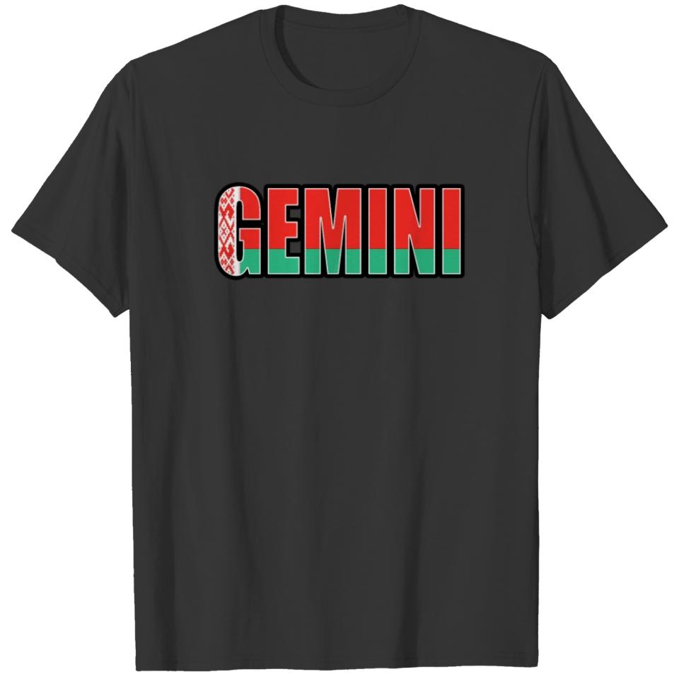 Gemini Belarusian Horoscope Heritage DNA Flag T-shirt