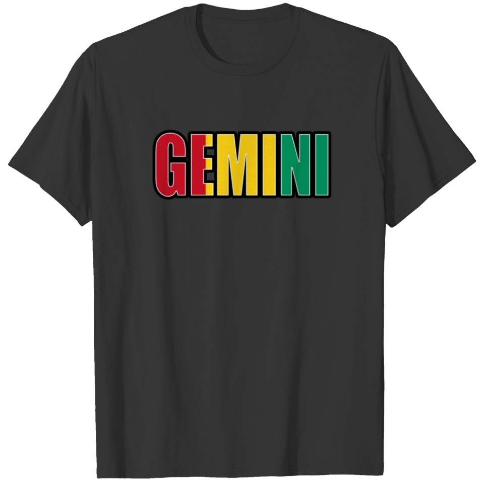 Gemini Guinean Horoscope Heritage DNA Flag T-shirt