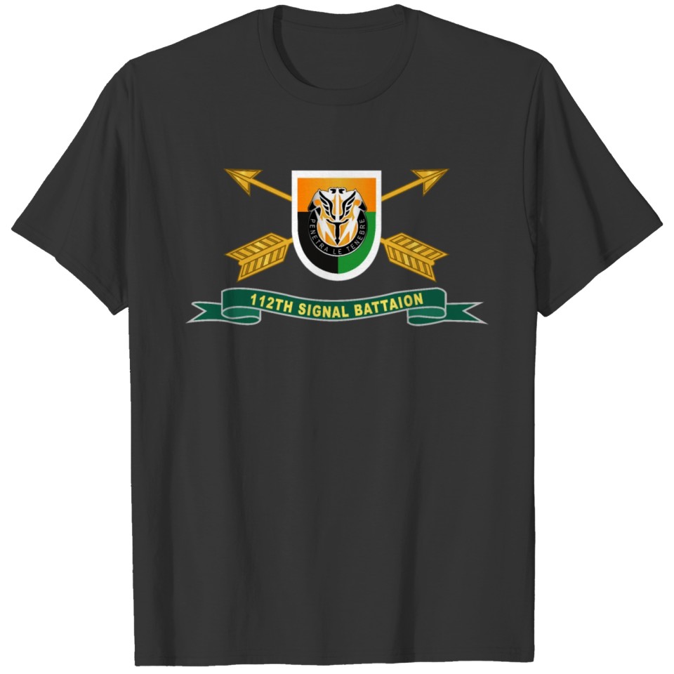 Army 112th Signal Battalion w SF Branch Flash T-shirt
