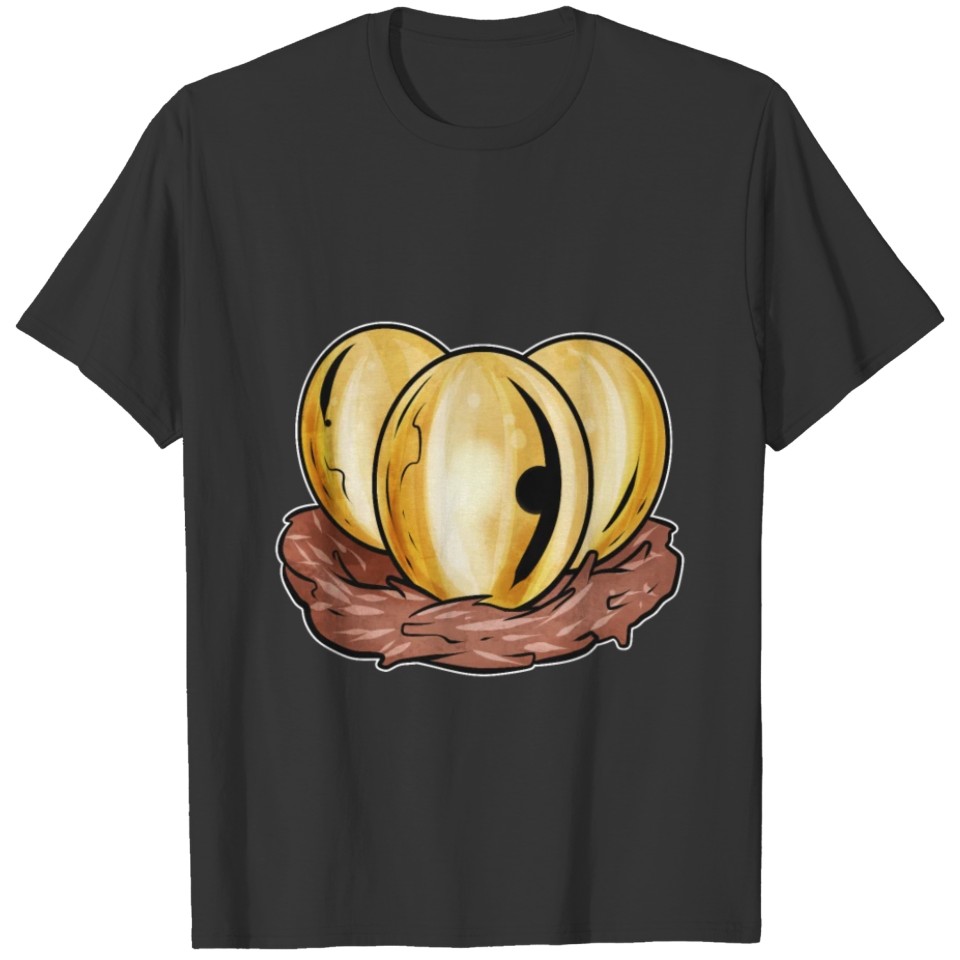 A Set Of Golden Painted Easter Eggs In Nest. T-shirt