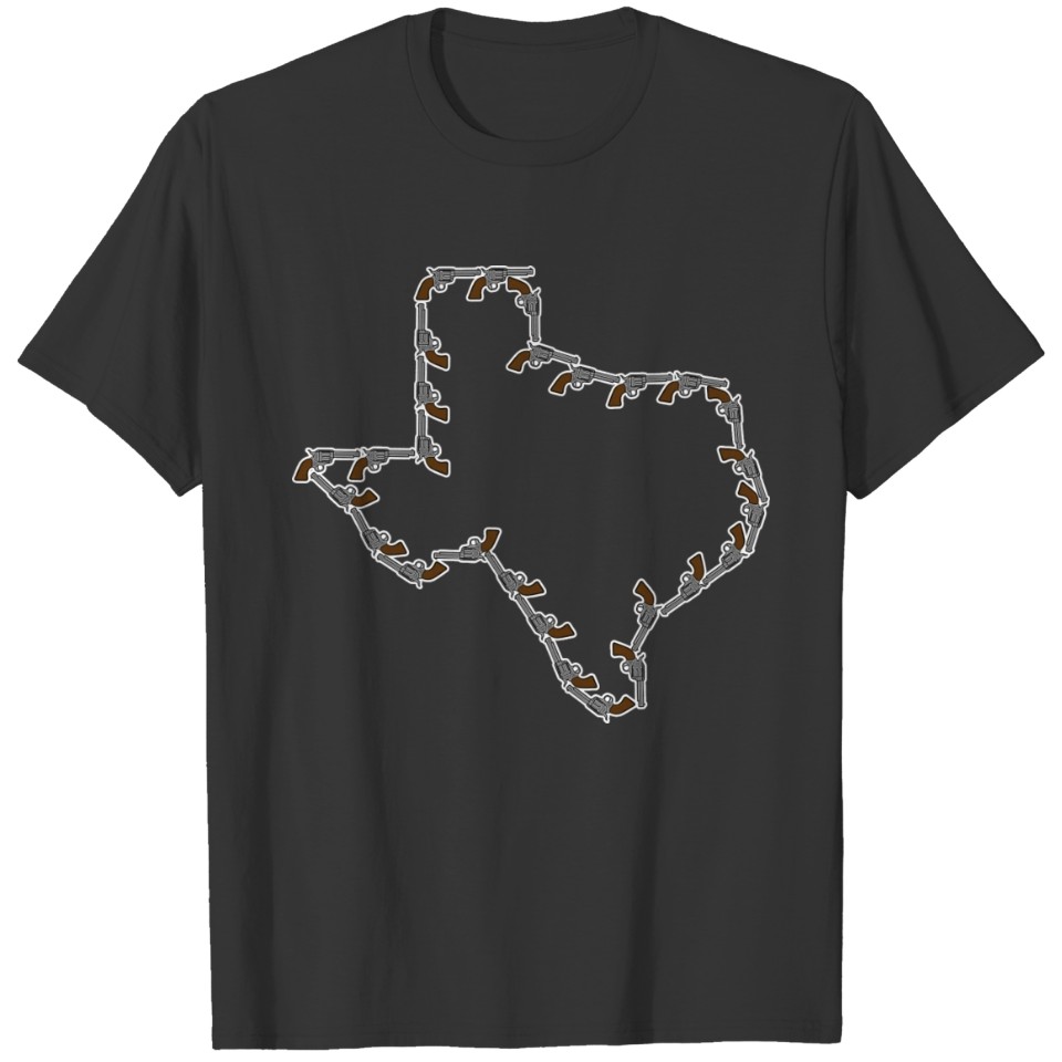 Texas Revolver Pistol Map Design for Proud Texans T-shirt