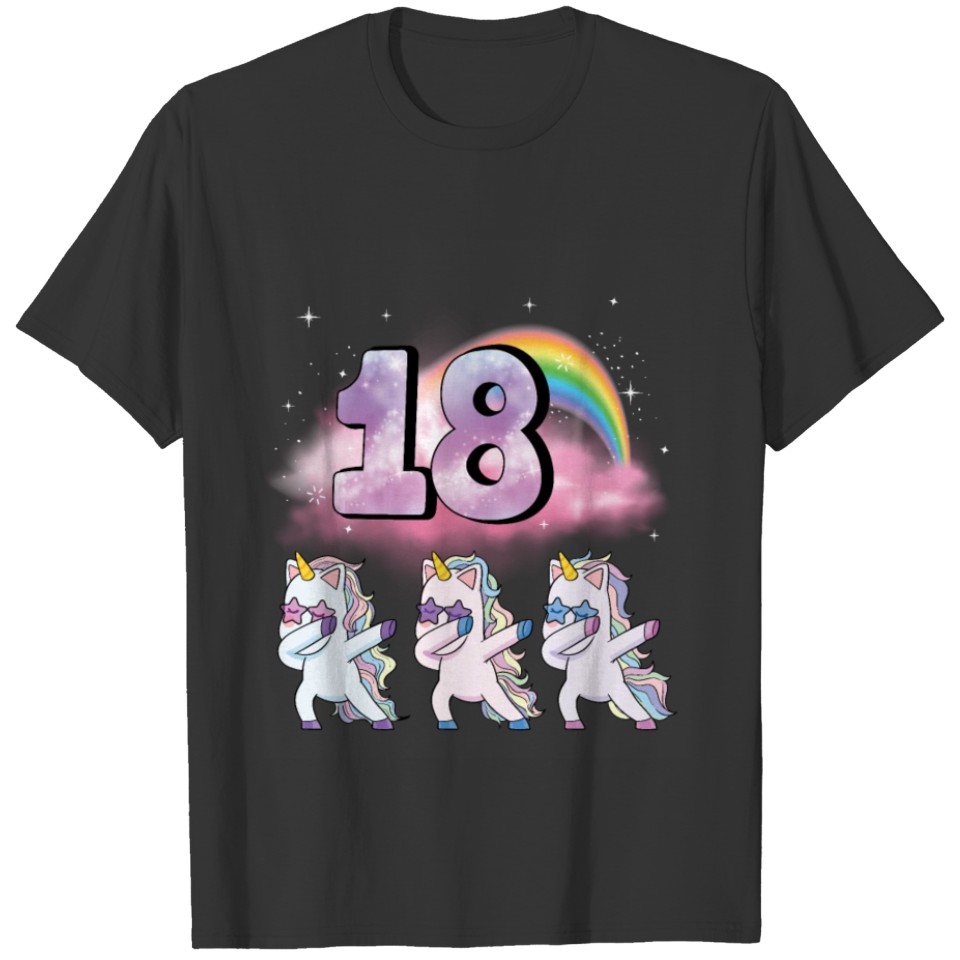 18th Birthday Dabbing Unicorn Girl 18 Year Old T Shirts