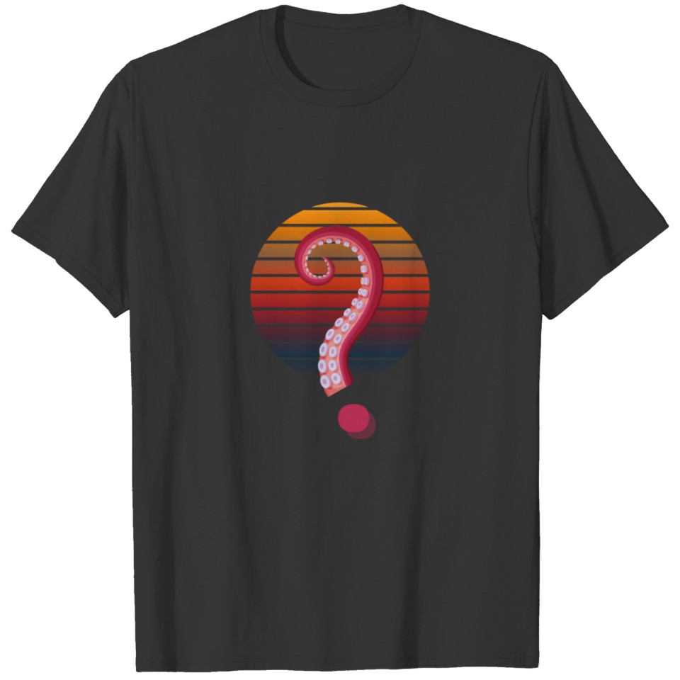 Octopus Retro Vintage Sunset Question Mark T-shirt