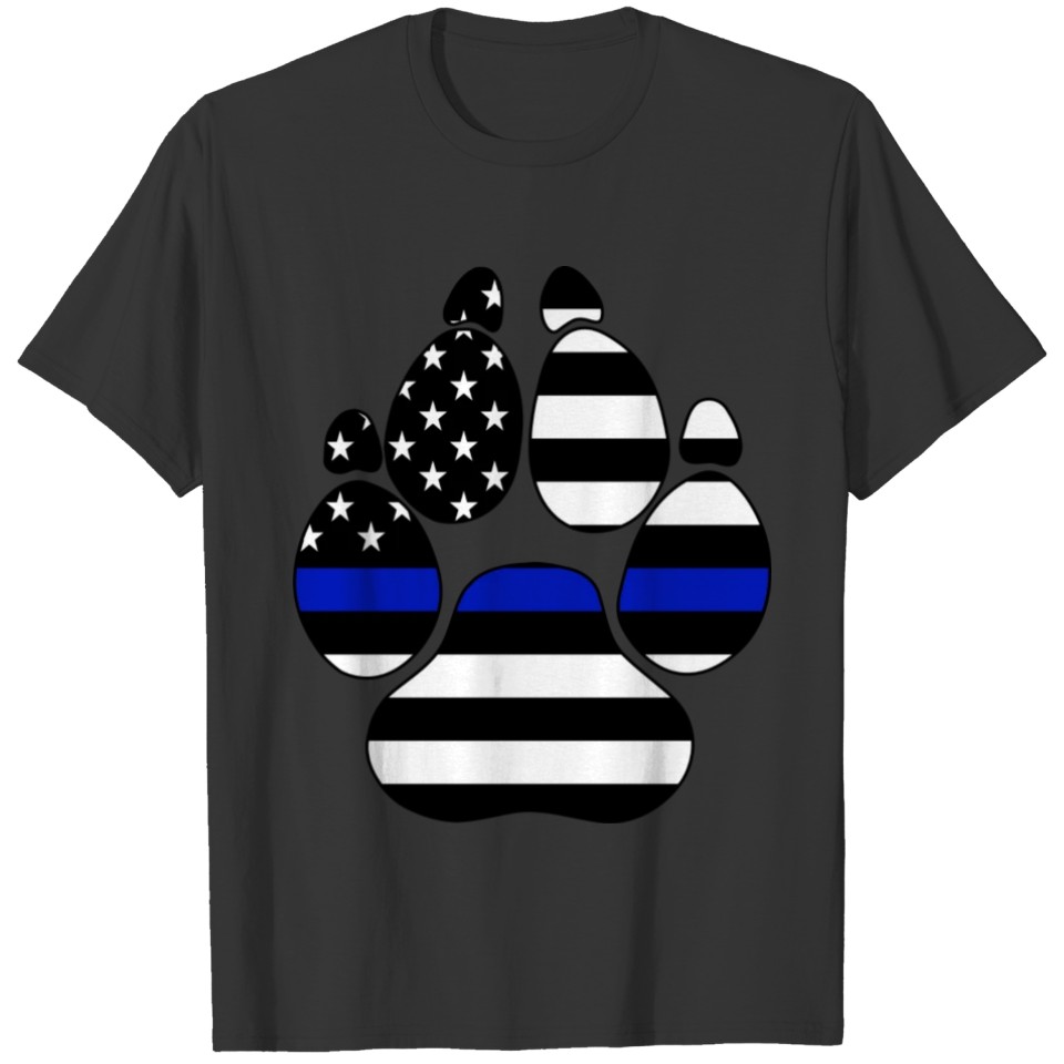 Thin Blue Line Police K9 Dog Paw T Shirts
