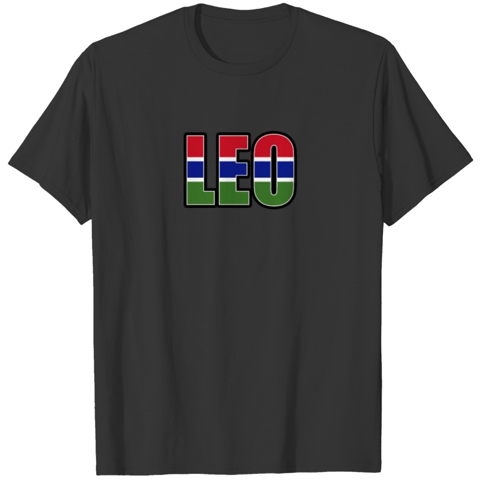 Leo Gambian Horoscope Heritage DNA Flag T-shirt